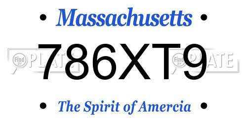 786XT9 Massachusetts License Plate