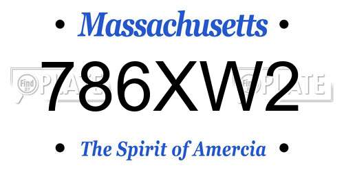 786XW2 Massachusetts License Plate