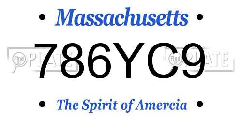 786YC9 Massachusetts License Plate