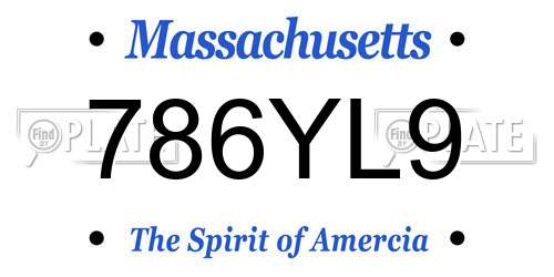 786YL9 Massachusetts License Plate