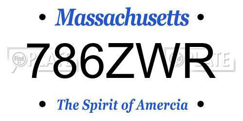 786ZWR Massachusetts License Plate