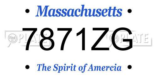 7871ZG Massachusetts License Plate