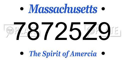 78725Z9 Massachusetts License Plate