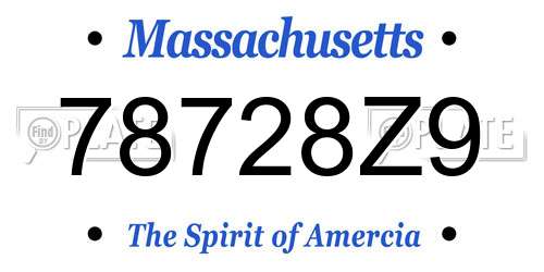 78728Z9 Massachusetts License Plate