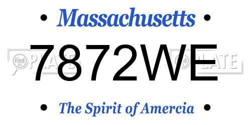 7872WE Massachusetts License Plate