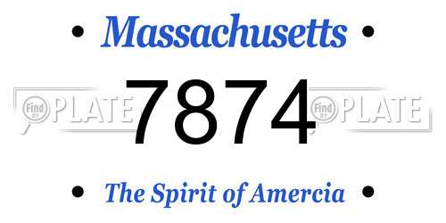 7874 Massachusetts License Plate