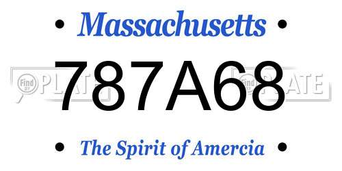 787A68 Massachusetts License Plate