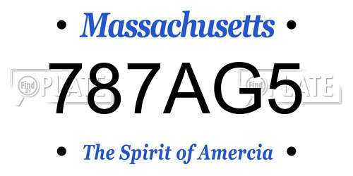 787AG5 Massachusetts License Plate