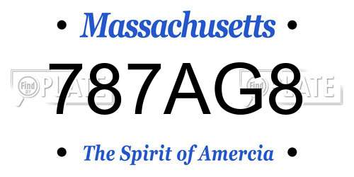 787AG8 Massachusetts License Plate