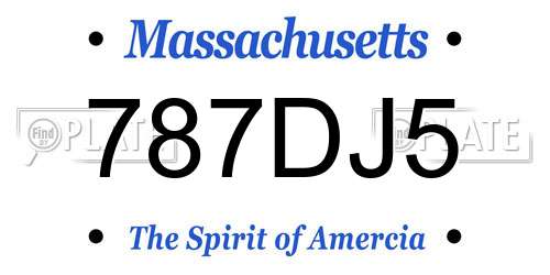 787DJ5 Massachusetts License Plate
