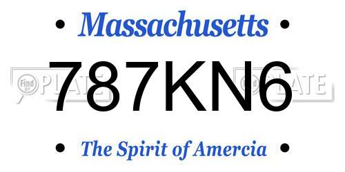 787KN6 Massachusetts License Plate