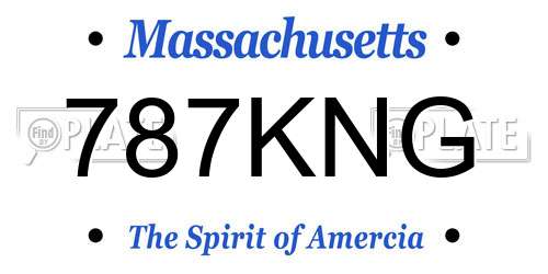 787KNG Massachusetts License Plate