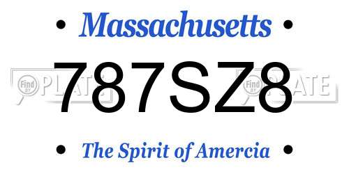 787SZ8 Massachusetts License Plate
