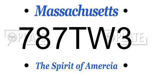 787TW3 Massachusetts License Plate