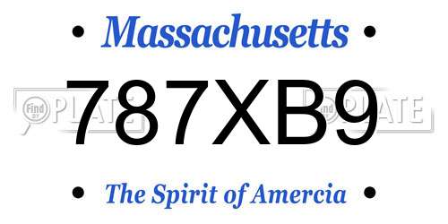 787XB9 Massachusetts License Plate