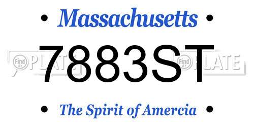 7883ST Massachusetts License Plate
