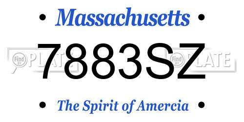 7883SZ Massachusetts License Plate