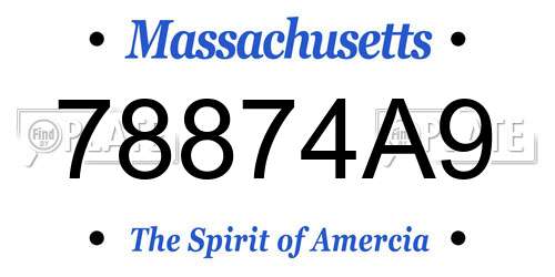 78874A9 Massachusetts License Plate