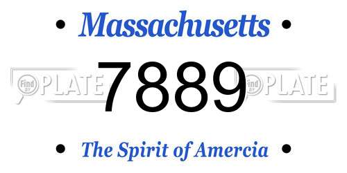 7889 Massachusetts License Plate