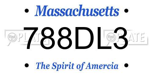 788DL3 Massachusetts License Plate