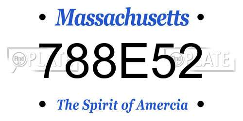 788E52 Massachusetts License Plate
