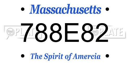 788E82 Massachusetts License Plate