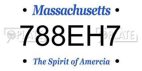 788EH7 Massachusetts License Plate
