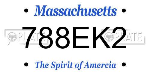 788EK2 Massachusetts License Plate