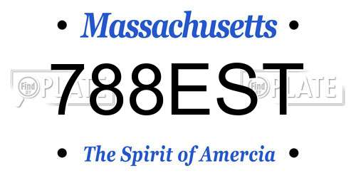 788EST Massachusetts License Plate