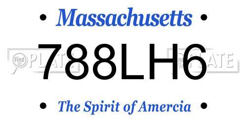 788LH6 Massachusetts License Plate