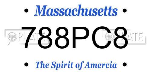 788PC8 Massachusetts License Plate
