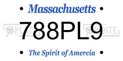 788PL9 Massachusetts License Plate