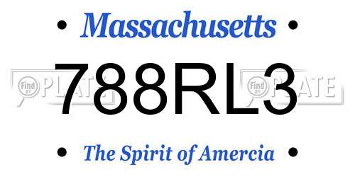 788RL3 Massachusetts License Plate