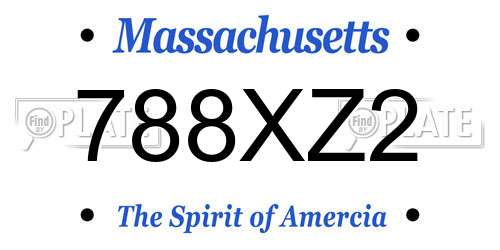 788XZ2 Massachusetts License Plate
