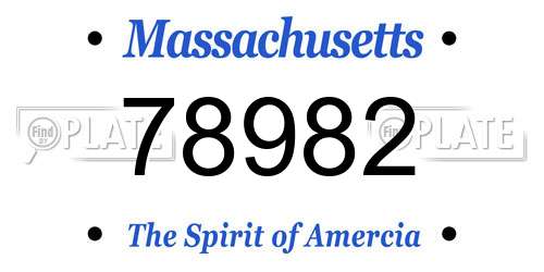 78982 Massachusetts License Plate