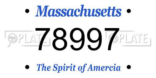 78997 Massachusetts License Plate