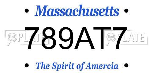 789AT7 Massachusetts License Plate
