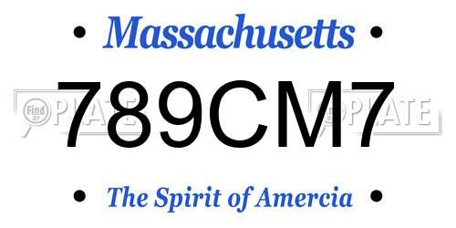 789CM7 Massachusetts License Plate