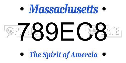 789EC8 Massachusetts License Plate