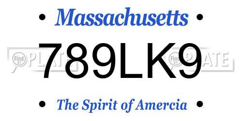 789LK9 Massachusetts License Plate