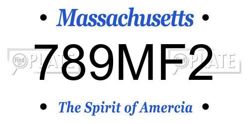 789MF2 Massachusetts License Plate