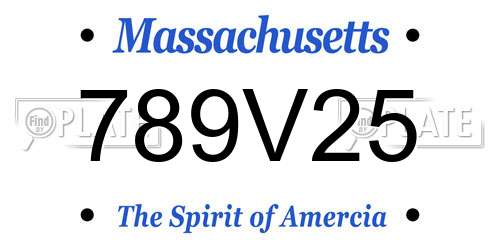 789V25 Massachusetts License Plate