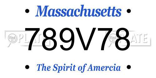 789V78 Massachusetts License Plate