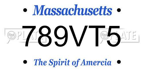 789VT5 Massachusetts License Plate