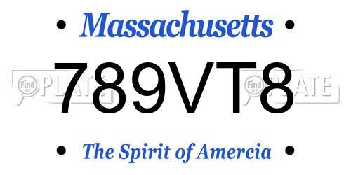 789VT8 Massachusetts License Plate