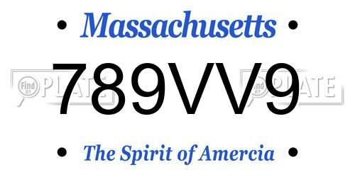 789VV9 Massachusetts License Plate