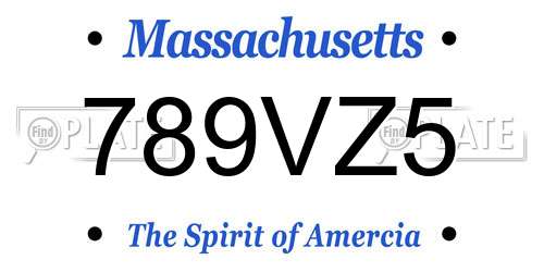 789VZ5 Massachusetts License Plate