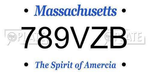 789VZB Massachusetts License Plate