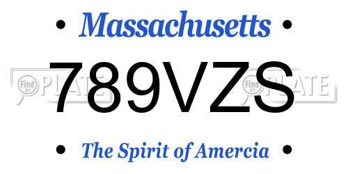 789VZS Massachusetts License Plate