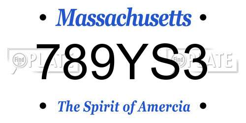 789YS3 Massachusetts License Plate